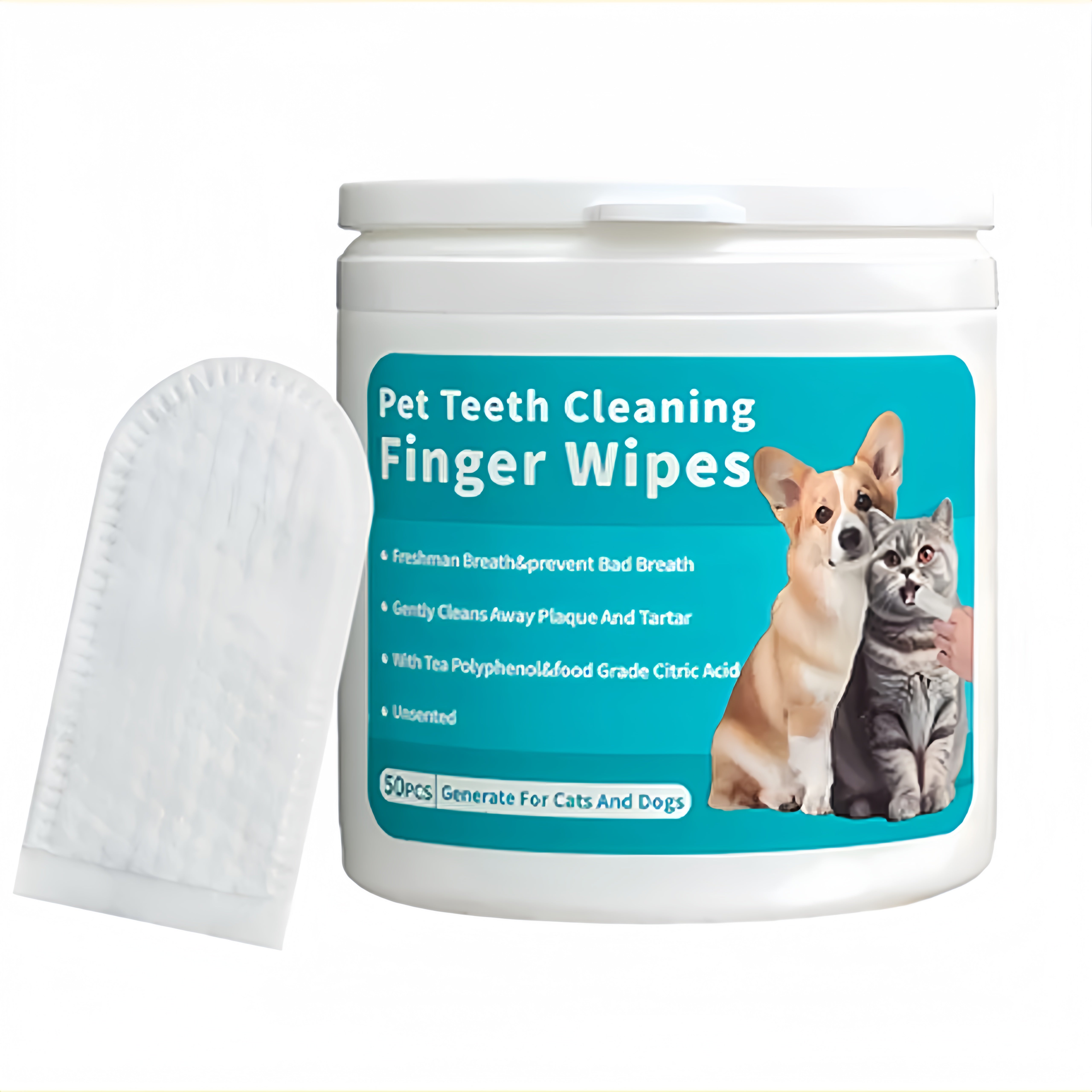 1 Pack Natural Pet Dental Finger Wipes